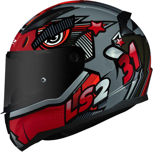 Casco cerrado Ls2 Rapid Ff353 Khan, rojo, talla 58/M