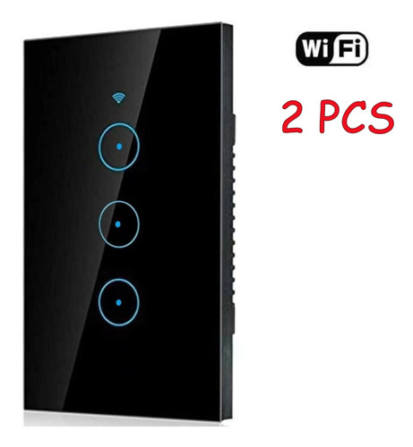 2 Piezas Interruptor Luz Pared Inteligente Wifi 3 Vías