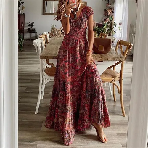 Vestidos Elegantes Largos Vintage Maxi Casual Mujer Verano