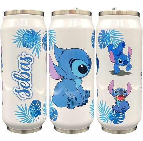 Termo Stitch Personalizado Varios Diseños Acero Inoxidable #062.1 Stitch V2 (termo Blanco) Termo Lata 500 Ml (con Popote)