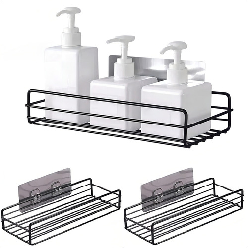 Para Kit 2 Porta Champú Y Jabón Para Baño Con Adhesivo De