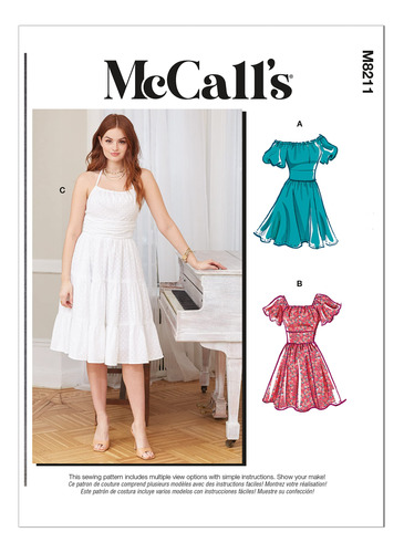 Mccalls Misses - Kit De Patrón De Costura Para Vestido Aju.