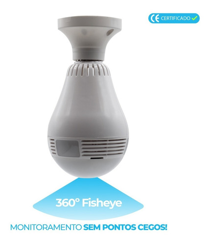 Imagem 4 de 6 de Câmera Ip Segurança Lâmpada Vr360 Panorâmica Espia Wifi V380