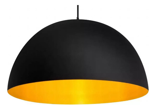 Luminária Alumínio Cúpula 15 Cl864 Preto Com Amarelo Skylux