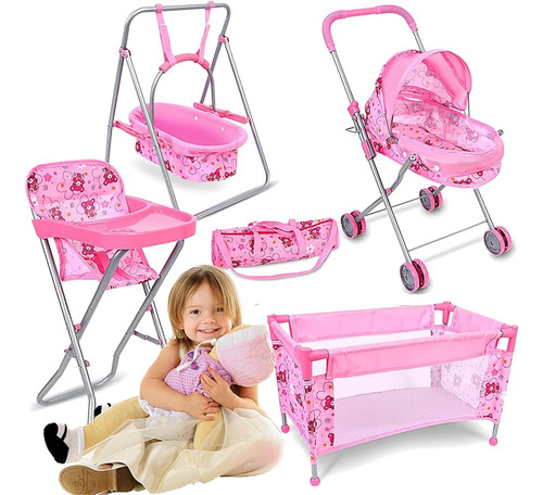 Cochecito Para Muñecas Baby Doll Stroller Set Se Adapta A Mu