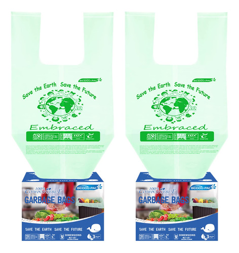 Beidou-pac Bolsas De Basura 100% Compostables, Bolsas De Com