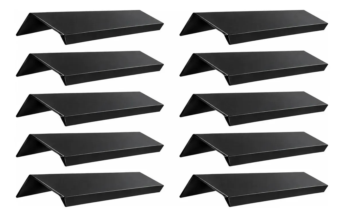 Kit 10 Unidades Puxadores Slim Alumínio Para Móveis Cor Preto fosco