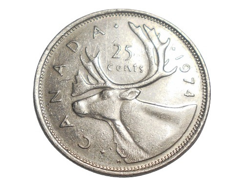 Canadá 25 Cents 1974 - Caribú - Km#62b