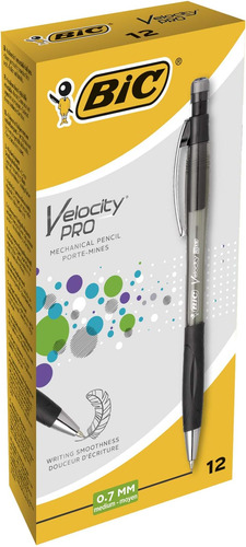 Lápices Mecánicos Bic Velocity Pro Hb, Barriles Negros, 0,7