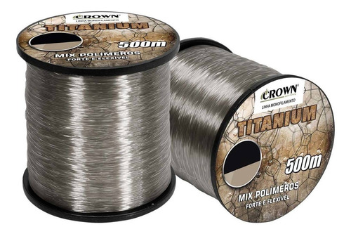 Linha Titanium Crown Monofilamento 500m - Cinza 0,20mm