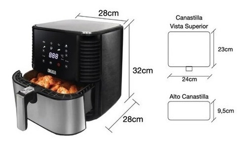 Imagen 2 de 5 de Olla Freidora Dkasa 5 Litros Air Fryer 80% Menos Aceite