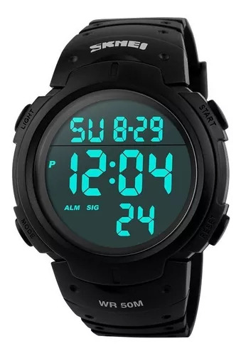 Reloj pulsera Skmei Digital Digital de cuerpo color negro, digital, para hombre, con correa de silicona color negro