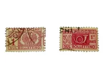 Comprar 2 Estampillas Italia   Sul Boletino   Sellos Paquete Postal