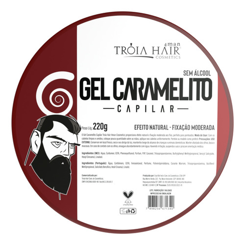 Gel Modelador Capilar Caramelito Troia 220g Efeito Natural