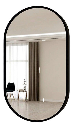 Espejo Oval / Ovalado Negro 50x80cm Marco Aluminio
