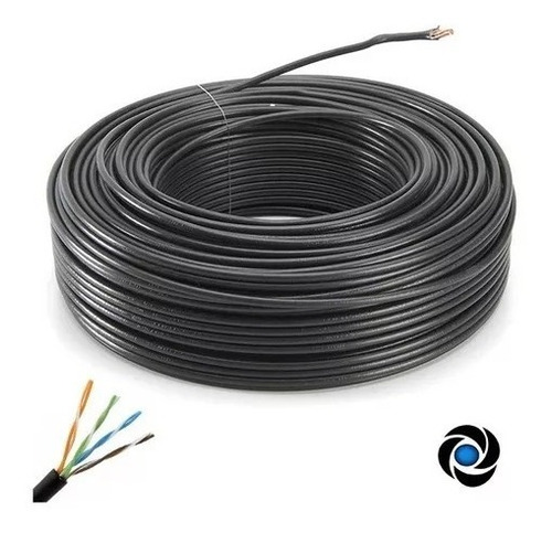 Imagen 4 de 6 de Cable Rollo 100mts 100m Utp Exterior Cat 5e Red Vaina Negra Cctv Rj45 Balun