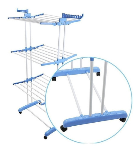 Imagen 2 de 6 de Tendedero De Ropa Vertical 3 Nivel Plegable Grande Practico
