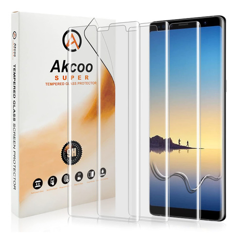 Akcoo 3 Protector Pantalla Para Galaxy Note 8 Cobertura Uv