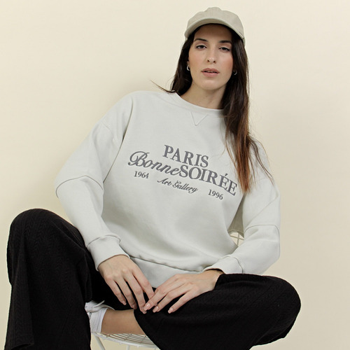 Buzo Oversize Con Bordado Paris