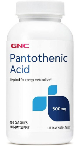 Ácido Pantoténico 500 Mg Gnc 180 Capsulas