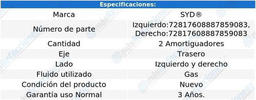 Par De Amortiguadores Gas Traseros Fiesta De 2014 A 2019 Syd