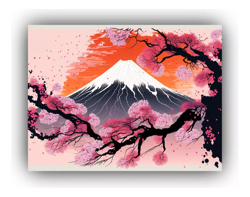 Canva Bastidor Madera Imagen Japonés Mural 60x40cm Paisajes