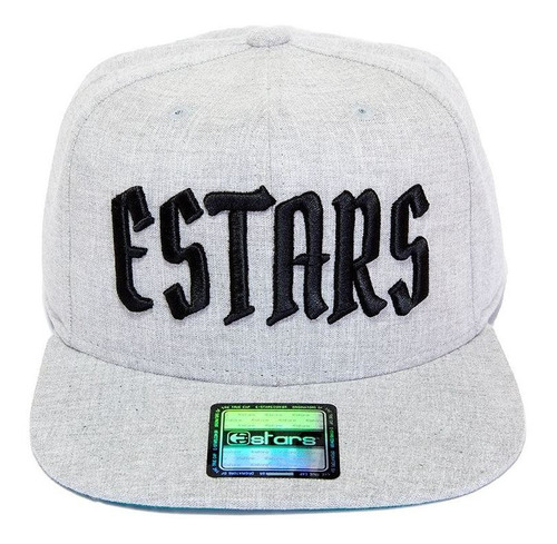 Boné E-stars Snapback Aba Reta Cinza Claro