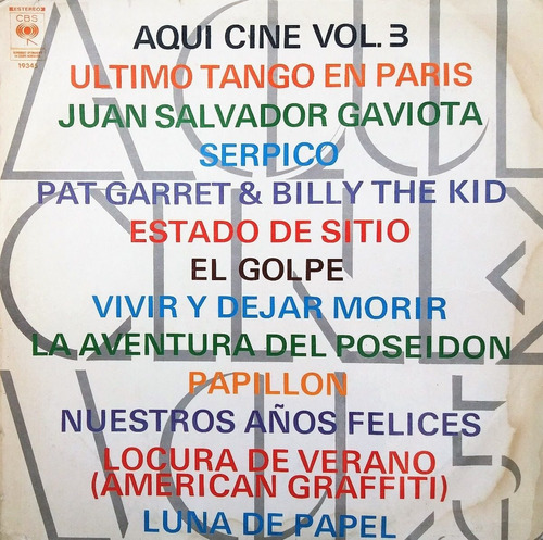 Aquí Cine Vol 3 - Música De Películas - Lp 