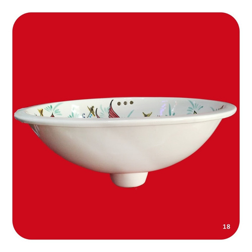 Imagen 2 de 3 de Lavabo Grande Beige Cerámica Tipo Talavera 44x36x17 Cm M18