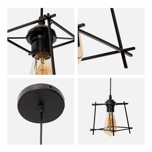Lámpara Colgante Moderno Negro 60w E27 1 Luz Lumimexico 21267-2