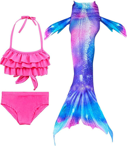 Conjunto De Bikini De Natación For Niñas, Traje De Sirena