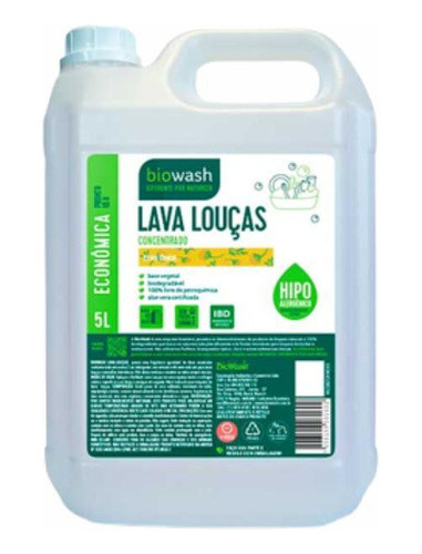 Kit 2 Detergente Lava Louças Erva Doce Biowash 5l