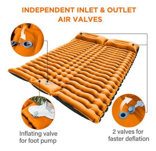 Almohadilla De Dormir Doble Para Acampar, Inflable, Para Aca