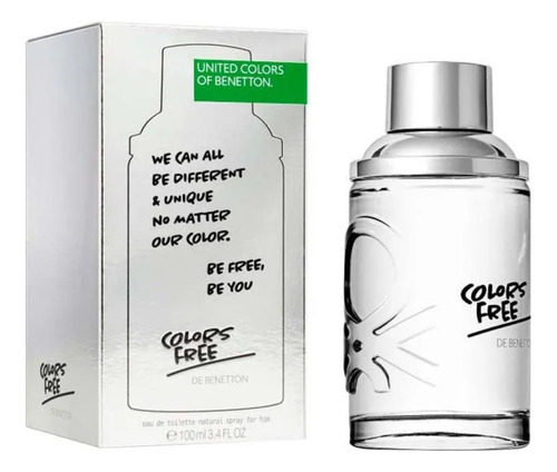Perfume Benetton United Edt Colors Free para hombre, 100 ml, volumen por unidad de 100 ml