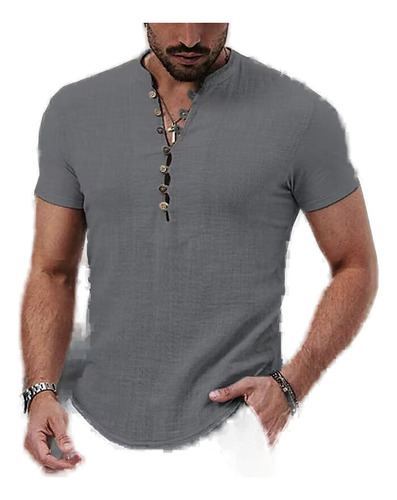 Camisa Casual De Lino Para Hombre, Ropa Sencilla De Verano C