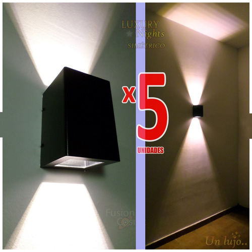 Aplique Difusor Pared Exterior C/ Lampara Led 6 Watt Pack X5