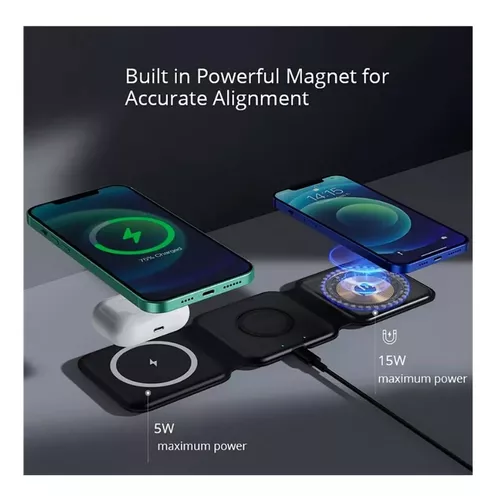 Cargador Inalambrico 3 En 1 Para iPhone - Apple Watch - Airpods / Magsafe  Generica