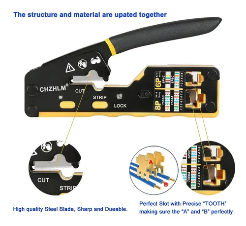 Kit De Herramientas De Engarzado Chzhlm Rj45 Pass Through Co