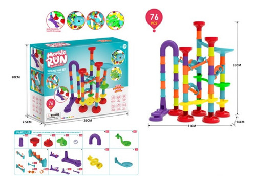 Marble Run Laberinto Bolitas 76 Piezas 2338954 Shine Color Multicolor