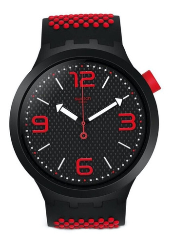 Reloj Swatch Hombre Negro Big Bold So27b102 Malla Silicona Color de la malla Negro/Rojo