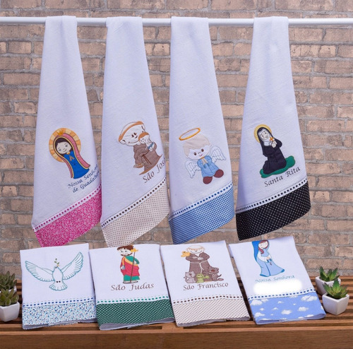 Imagem 1 de 5 de 25 Panos De Prato Religiosos Bordado Patchwork+ Frete Grátis