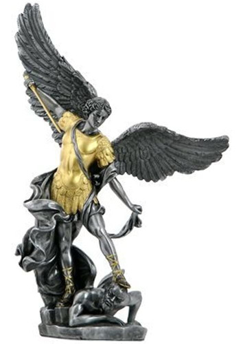 ¡nuevo! Peltre De Oro Estatua De San Miguel Arcángel Patrón 