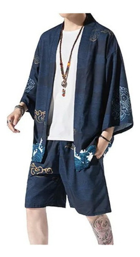 Aa Traje De Kimono Para Hombre, Chamarra Y Pantalones Cortos