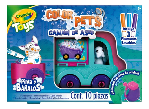 Color Pets Camión Aseo 2 Mascotas Píntalos Y Báñalos Crayola