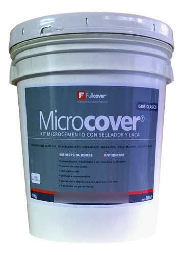  Microcemento Fullcover Gris- Sellador Y Laca 10 M2 