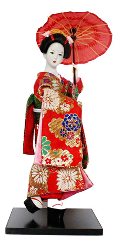 12 Japonesa Gueixa Senhora Estatueta Kimono Vermelho