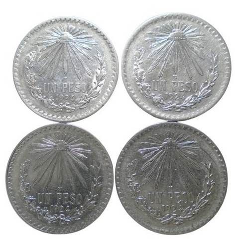 México 1 Peso Resplandor 1924 Plata Ley 0.720