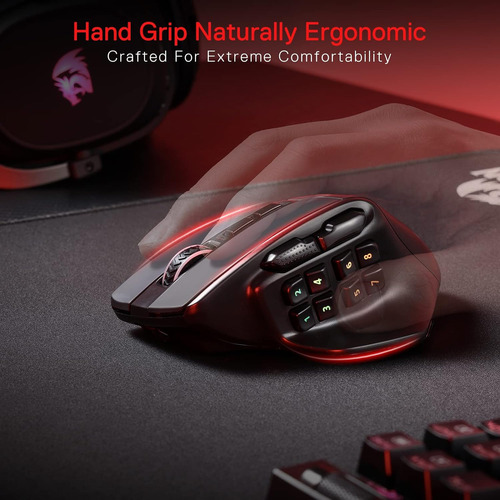 Redragon M811 Pro Wireless Mmo Gaming Mouse, 15 Botones Prog