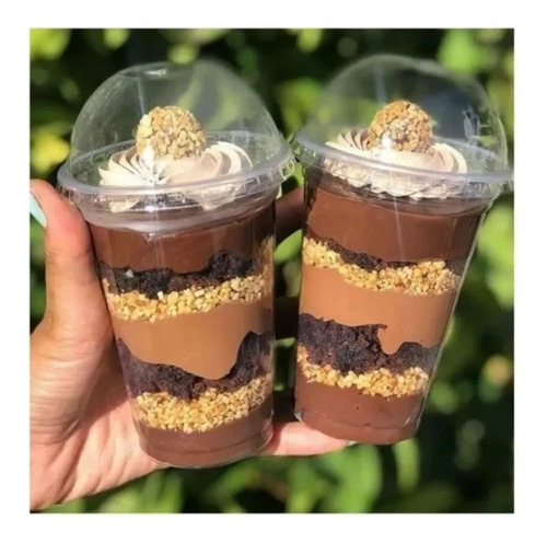 Imagem 2 de 7 de Copo Tampa Bolha 330 Ml Doces Sobremesa Bolo Gourmet 50 Und