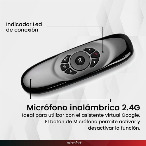 Imagen 4 de 10 de Control Mouse Teclado Inalámbrico Recargable Tv Pc 2.4ghz